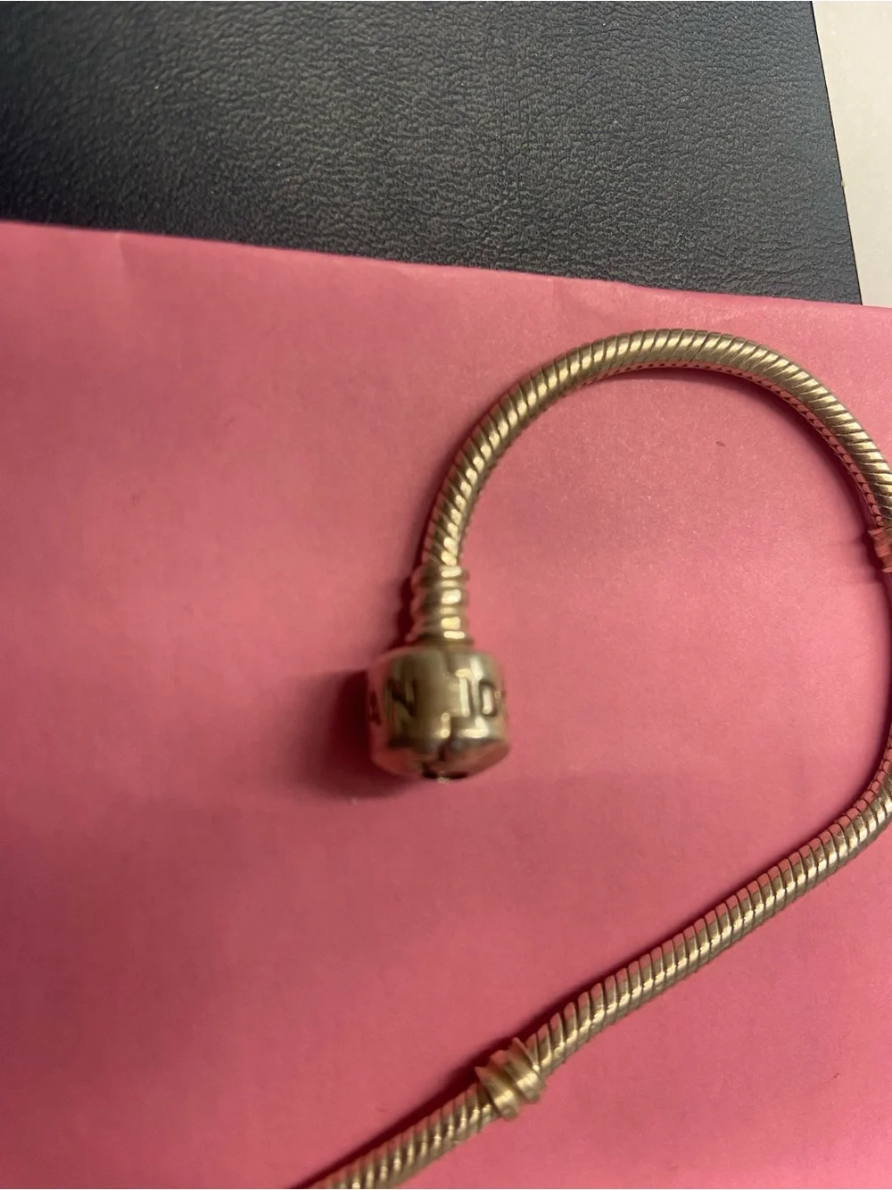 Pandora Silver Snake Chain Charm Bracelet with Logo Clasp